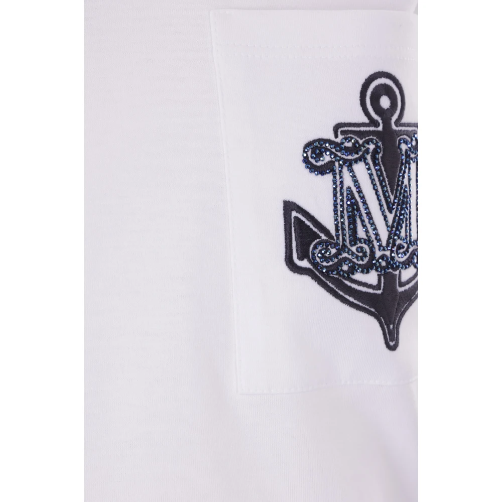 Max Mara Witte Katoenen T-shirt met Borduurwerk White Dames