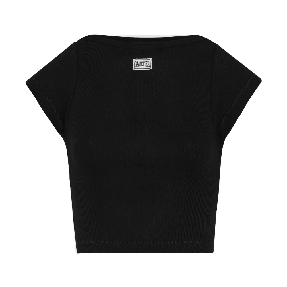 Jean Paul Gaultier Zwarte Katoenen Crop Baby Tee Black Dames
