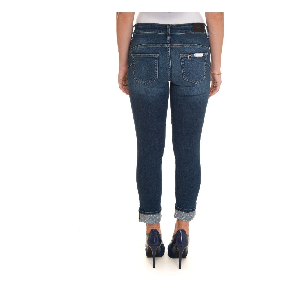 Liu Jo Push Up Denim Jeans met Diamantapplicaties Blue Dames