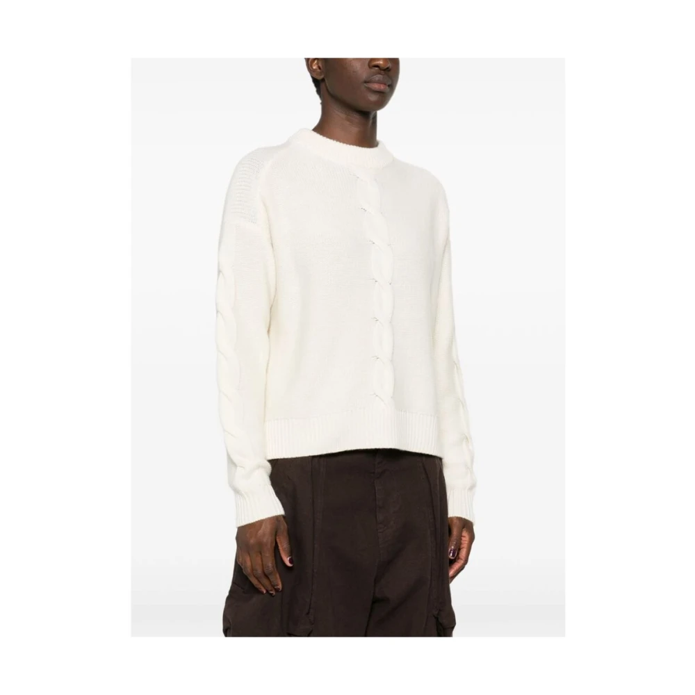 Kujten Ivoor Cashmere Kabelgebreide Trui Beige Dames