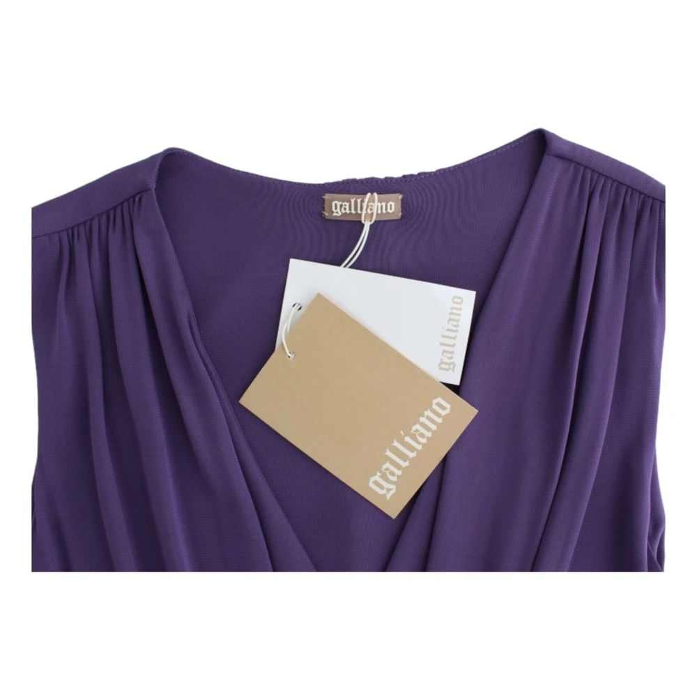John Galliano Elegante Paarse Jersey Jurk Purple Dames