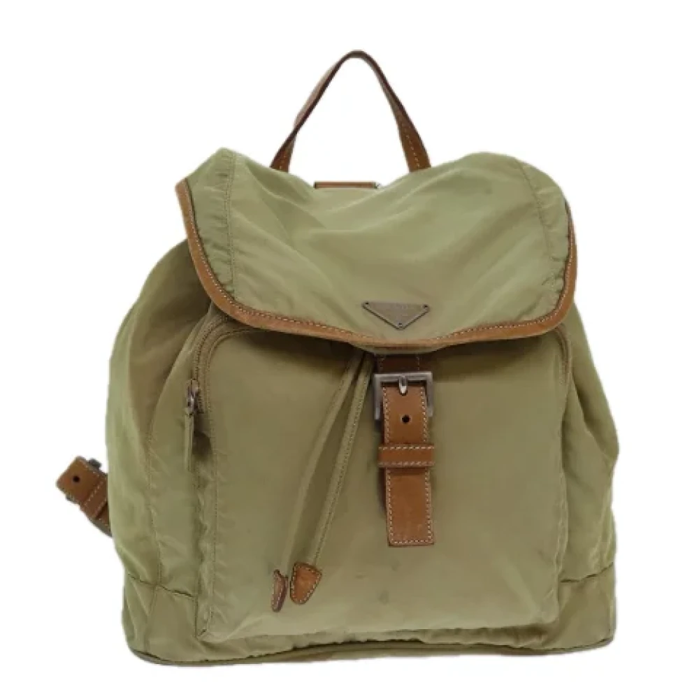 Prada Vintage Pre-owned Nylon backpacks Beige Dames