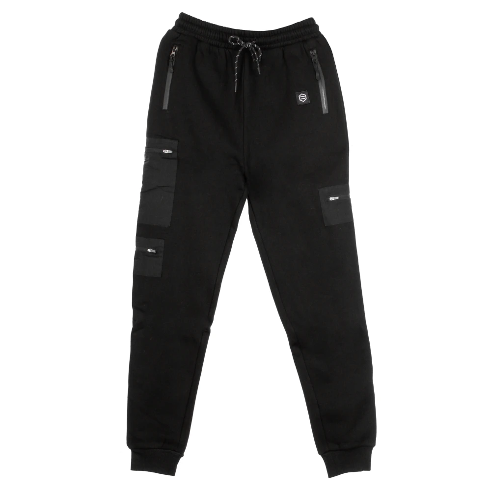 Dolly Noire Zwarte Fleece Jogger Broek met Speciale Zak Black Heren