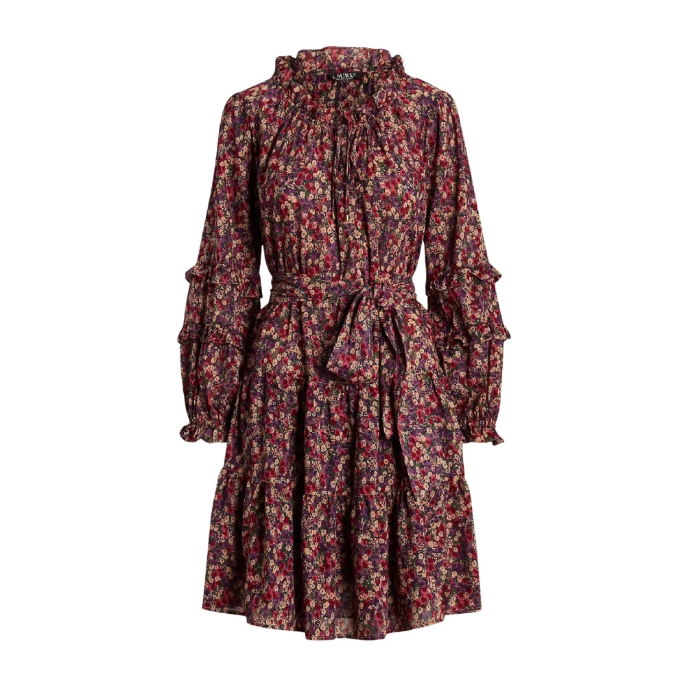 Ralph Lauren Katoenen Mini Jurk met Bloemenprint Multicolor Dames