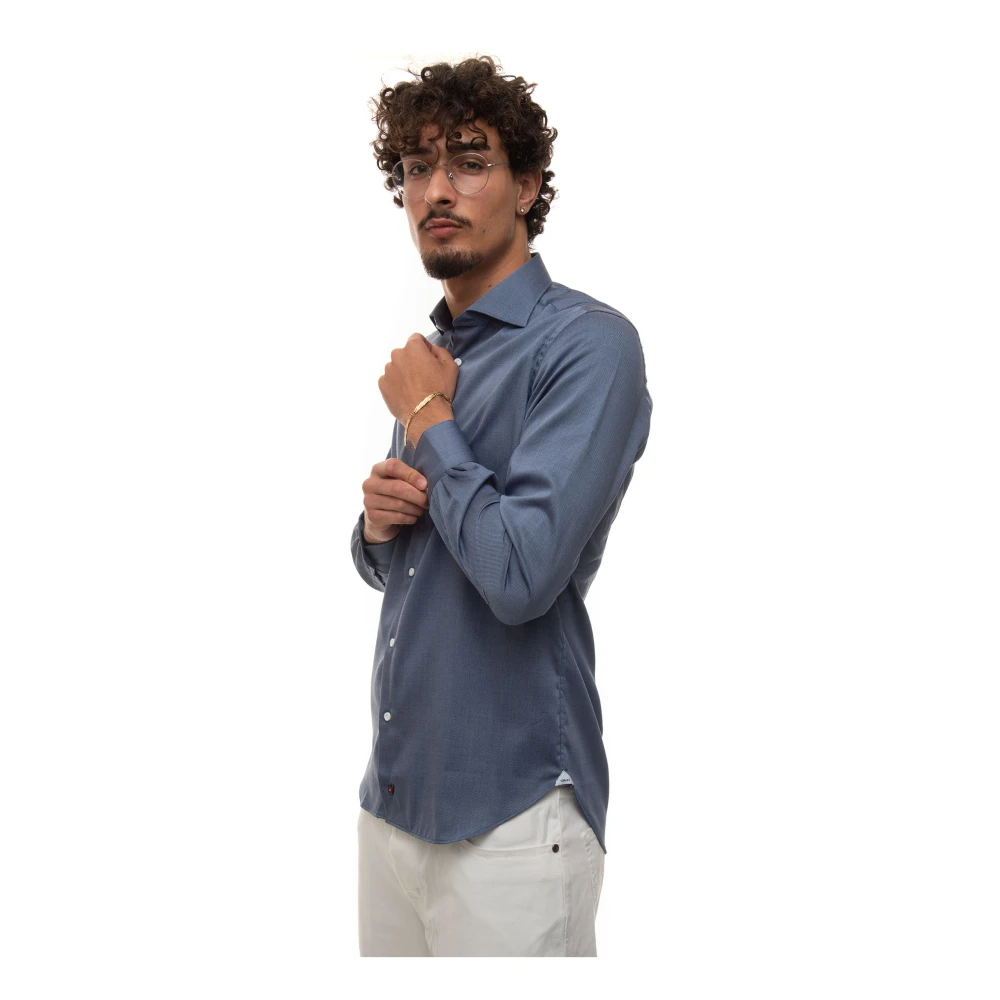 Càrrel Micro Print Jurk Hals Casual Shirt Gray Heren