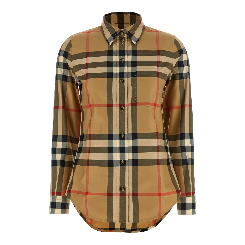 Burberry Women's Beige Shirts, 2XS, Lapwing Cotton Twill Shirt
