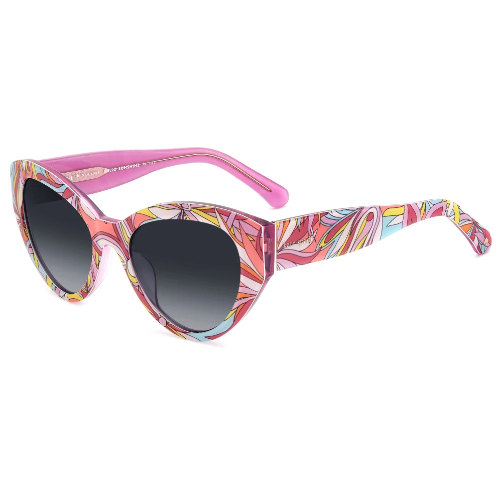 Kate Spade Women's Pink Sunglasses, 55 Mm, Pattern /Grey Shaded Sunglasses