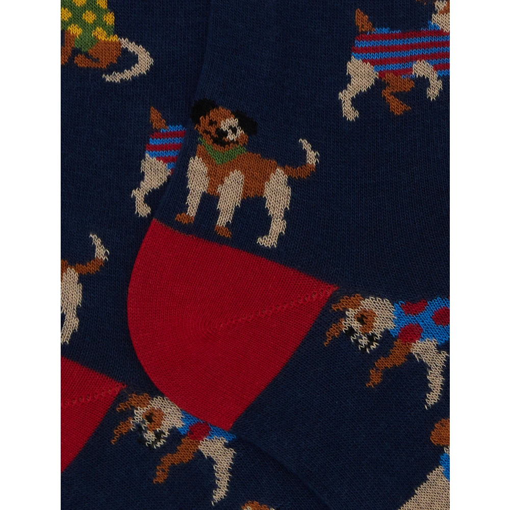 Gallo Lange blauwe katoenen sokken voor dames met hondenmotief Multicolor Dames