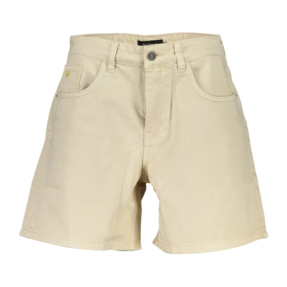 Desigual Beige Denim Shorts med 5 Fickor Beige, Dam