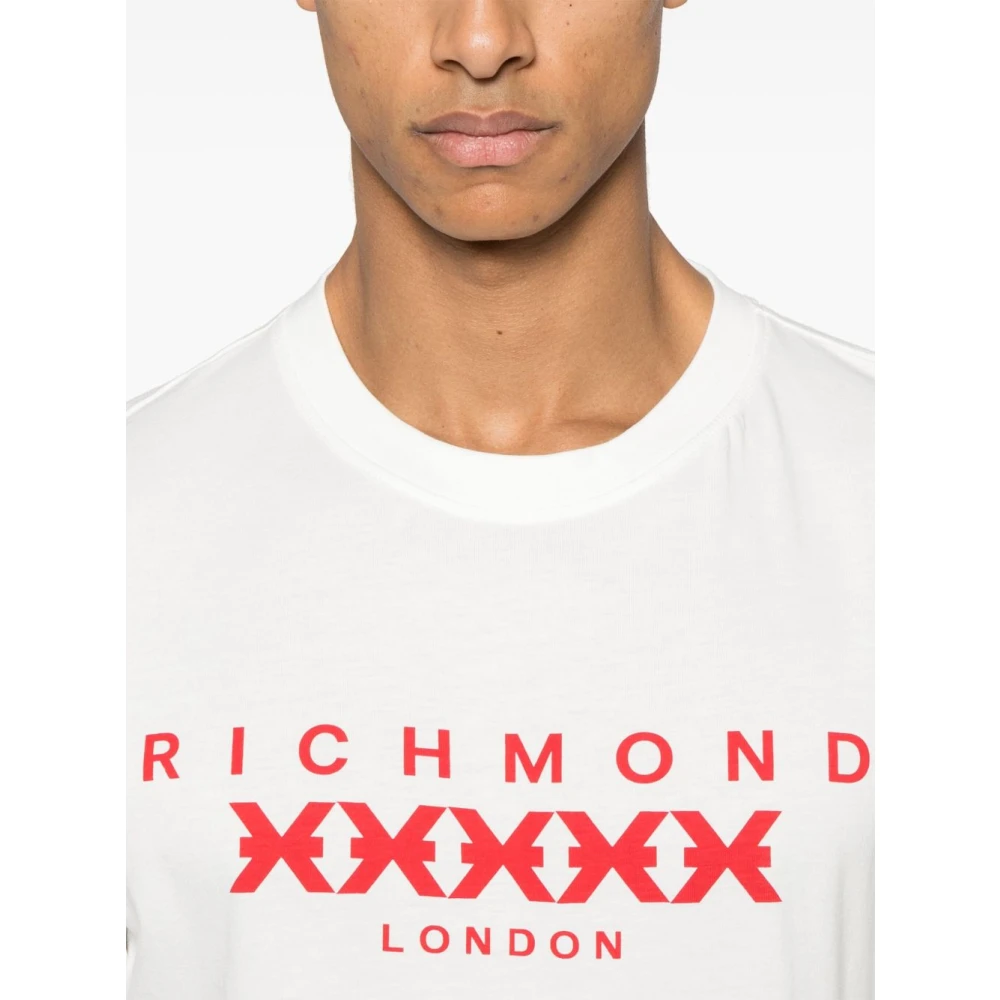 John Richmond Witte Crew Neck T-shirts en Polos White Heren