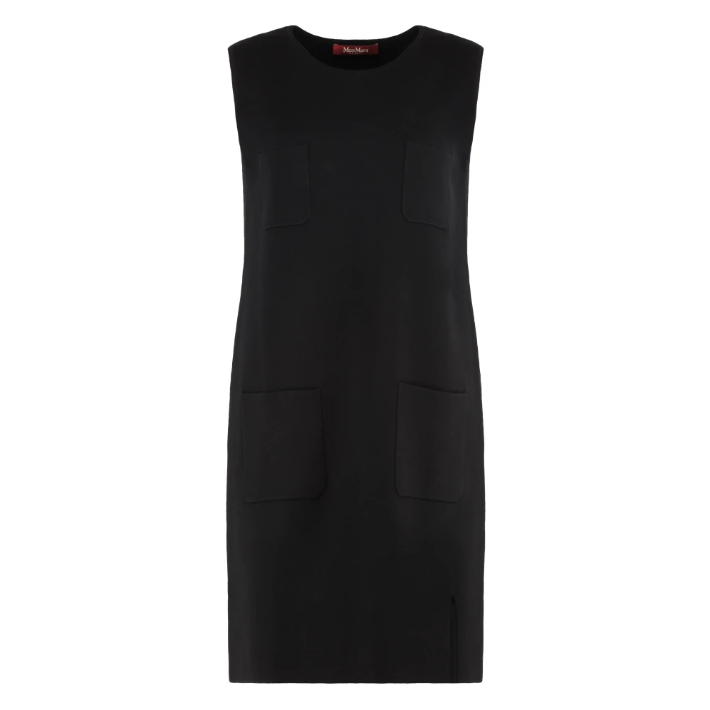 Max Mara Studio Black Parata Knitted Dress - Female - Short Dresses - Xl - Dresses