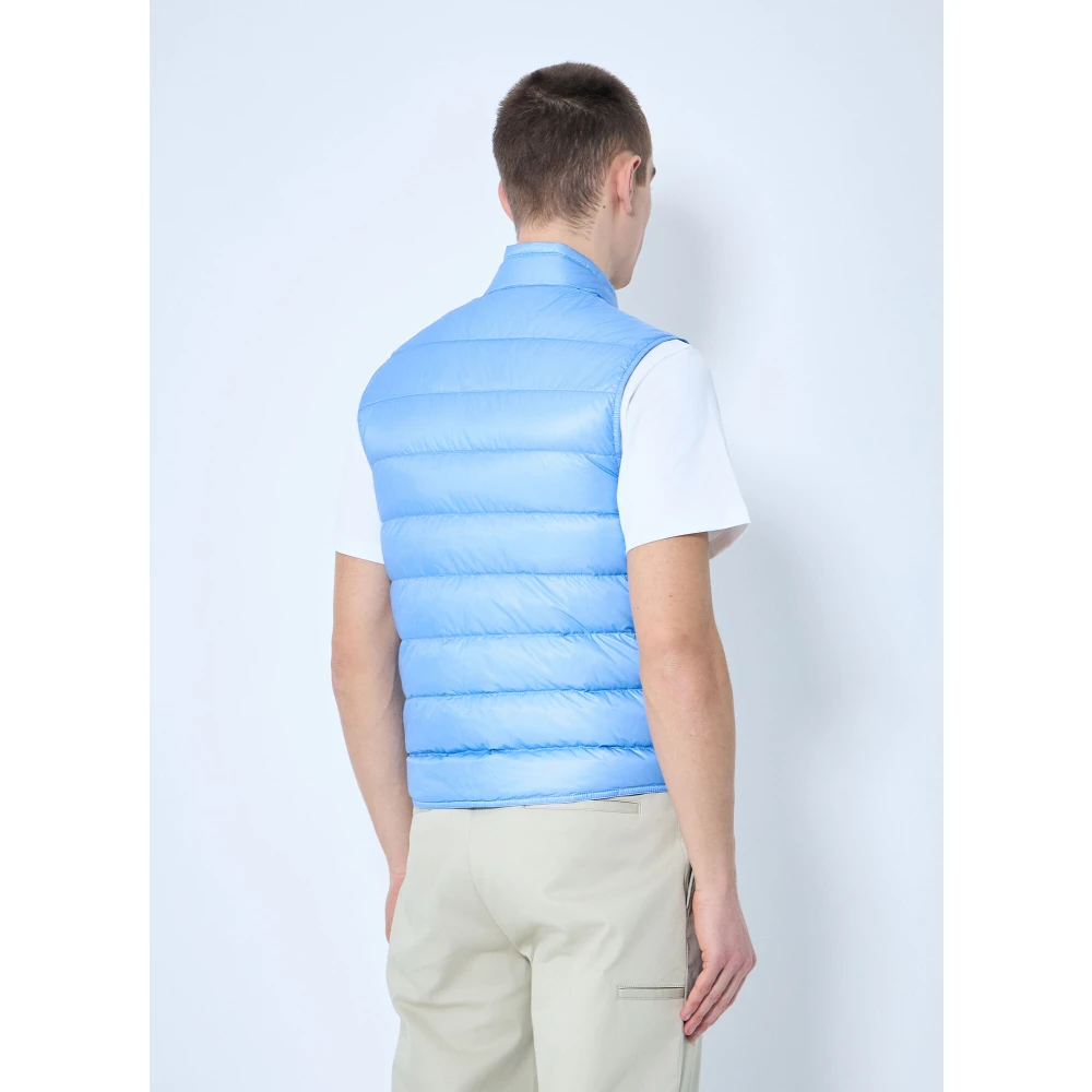 Moncler Gewatteerd Down Gilet met Logopatch Blue Heren