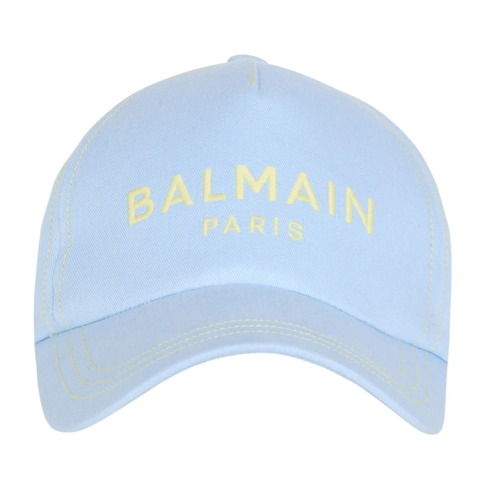 Balmain Katoenen pet met Parijs borduursel Blue Heren