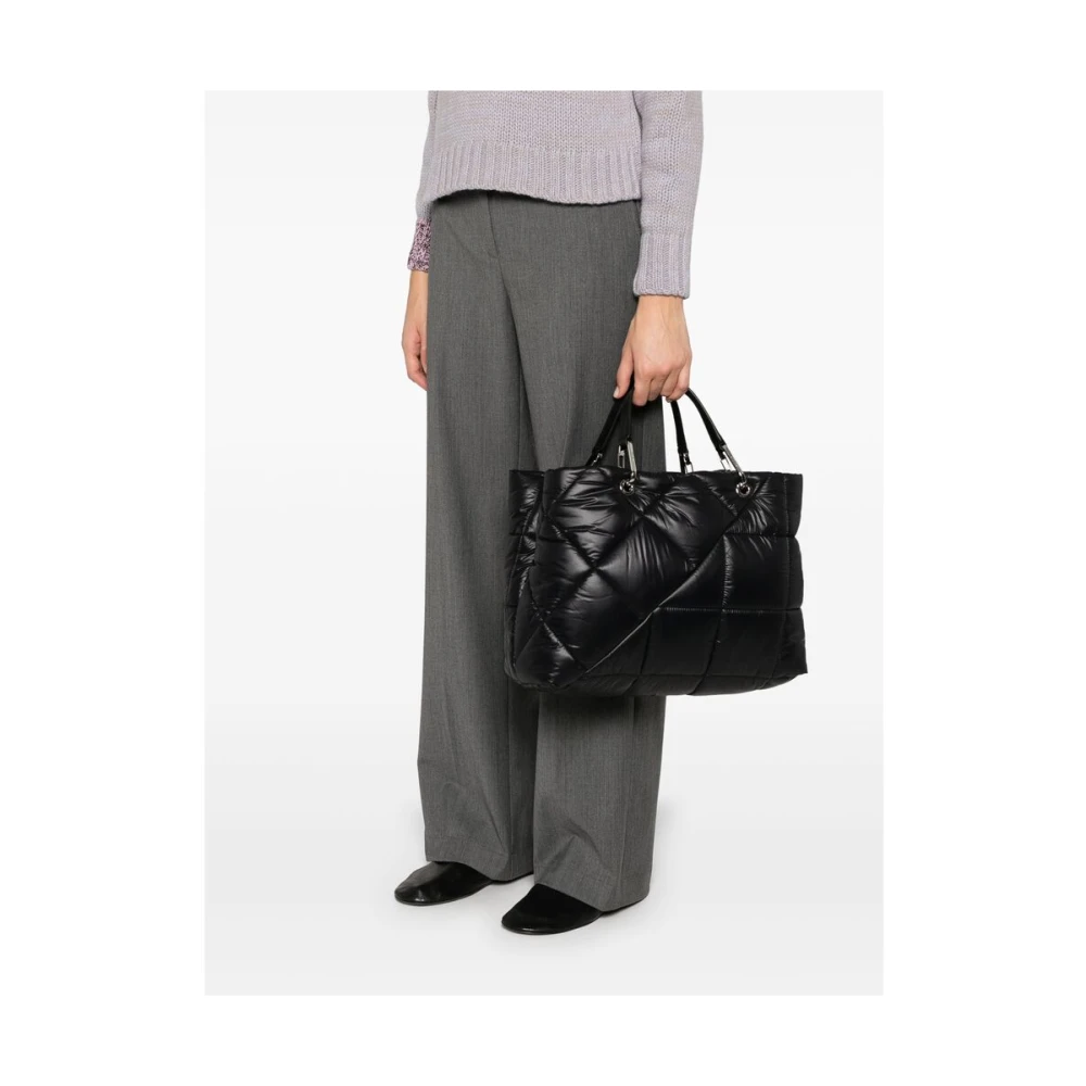 Emporio Armani Gewatteerde Zwarte Schaal Handtas met Logo Black Dames