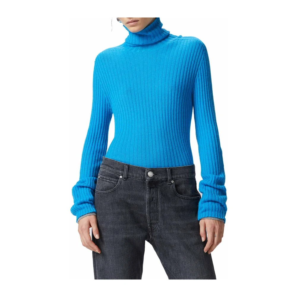 pinko Turquoise Trui van Wol met Lange Mouwen Blue Dames