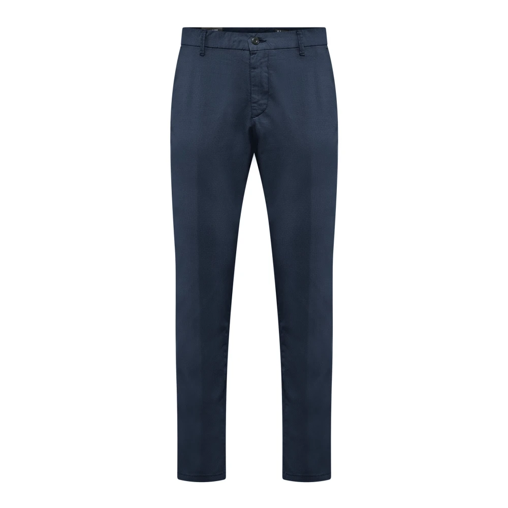 BomBoogie Chino broek in katoen satijn met microprint Blue Heren