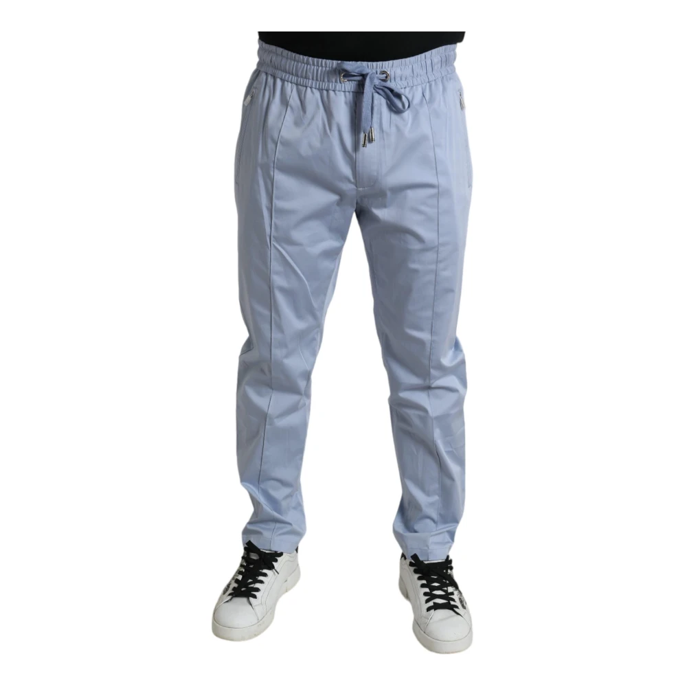 Dolce & Gabbana Blue Cotton Stretch Jogger Trousers - Male - Straight Trousers - Xl - Trousers