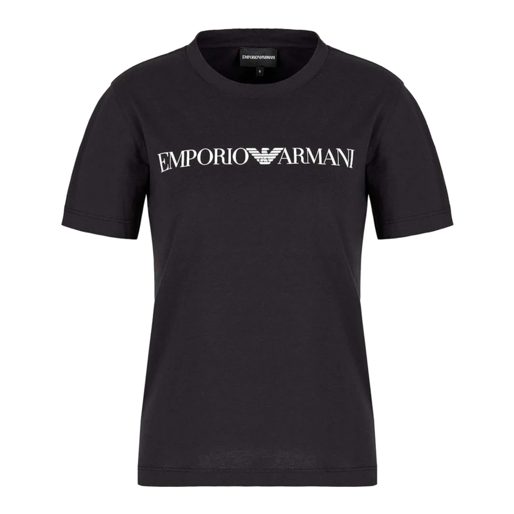 Emporio Armani Women's Blue T-Shirts, L, Jersey T-Shirt Navy Logo