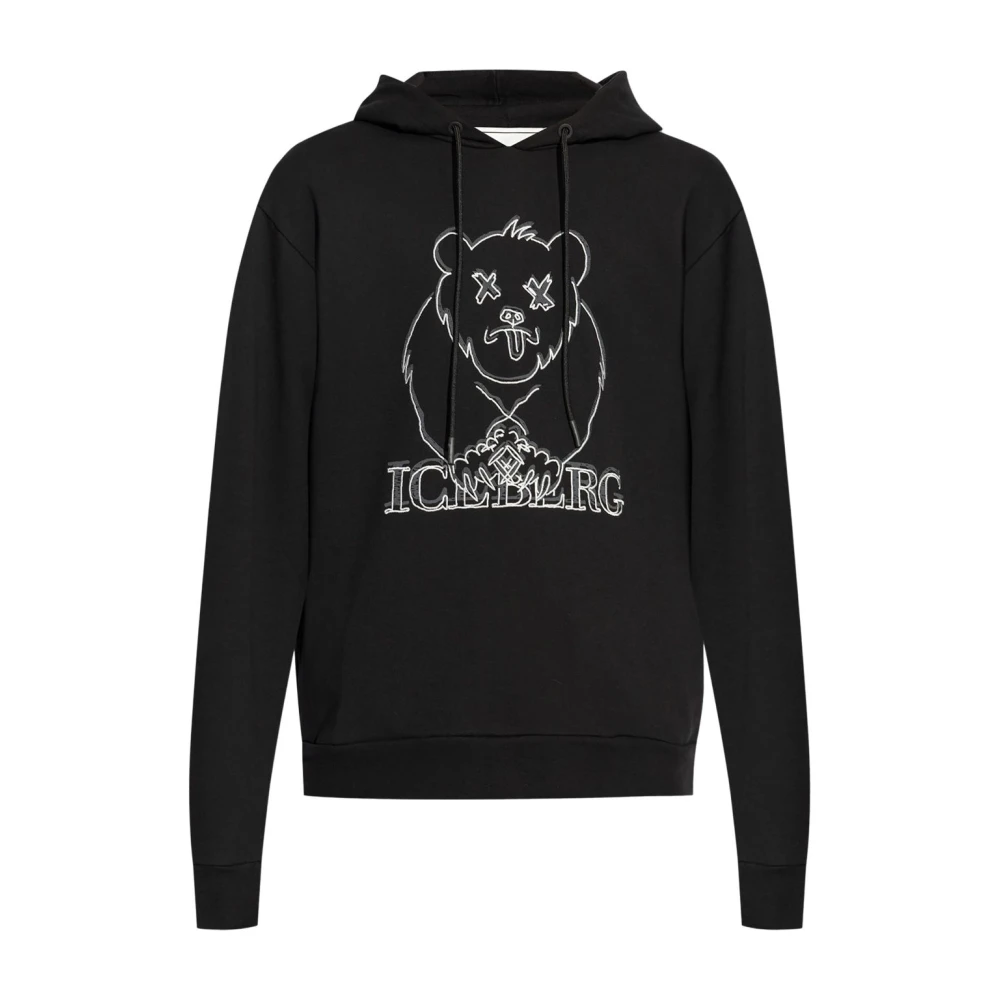 Iceberg Geborduurd Logo Hoodie Sweater Black Heren