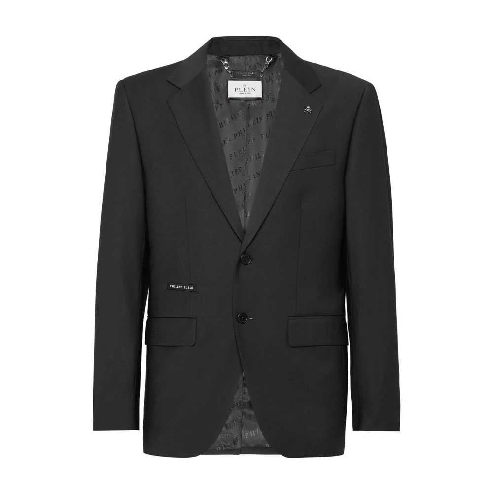 Philipp Plein Elegante Zwarte Blazer met Uniek Ontwerp Black Heren