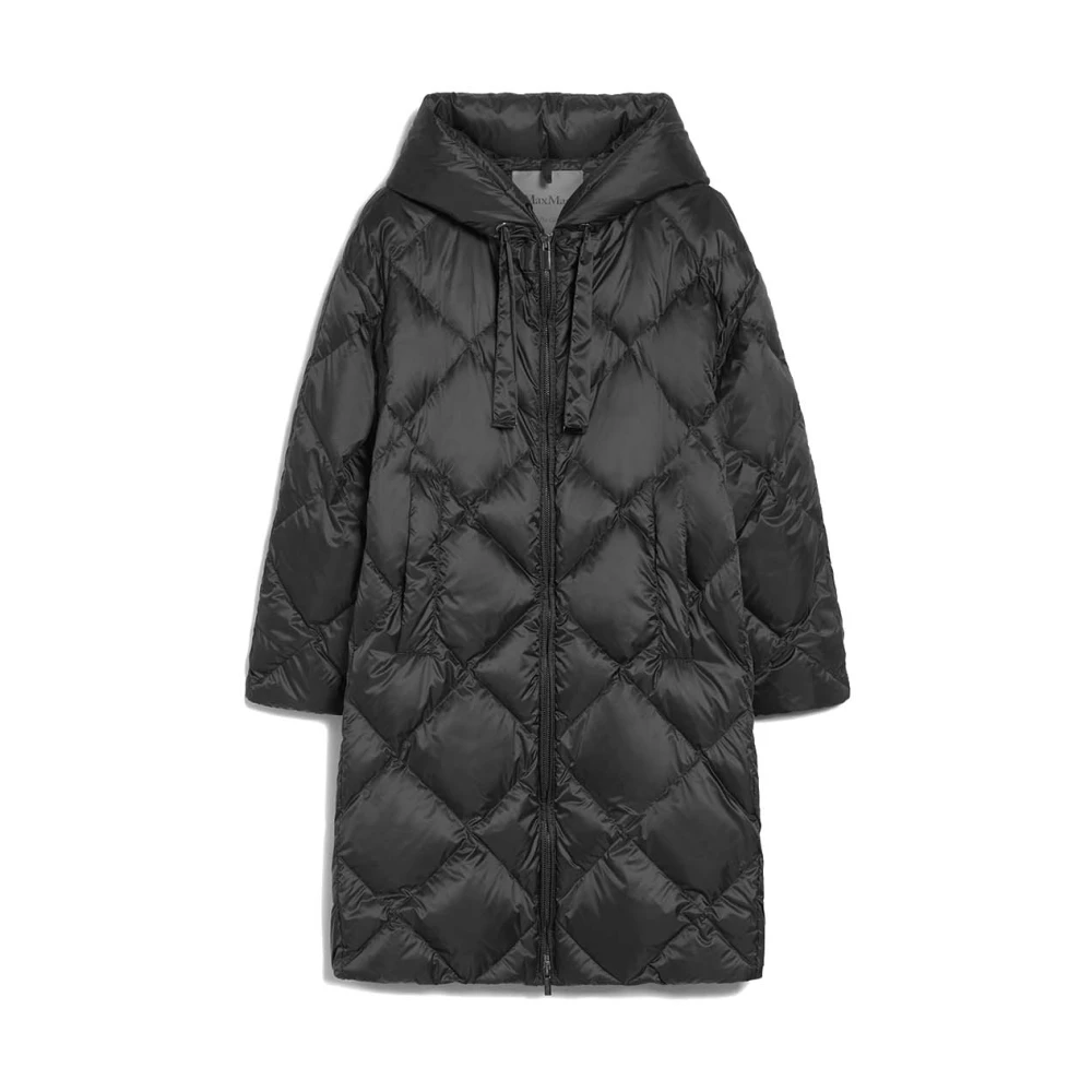 Max Mara Gewatteerde Parka Jas met Capuchon Black Dames