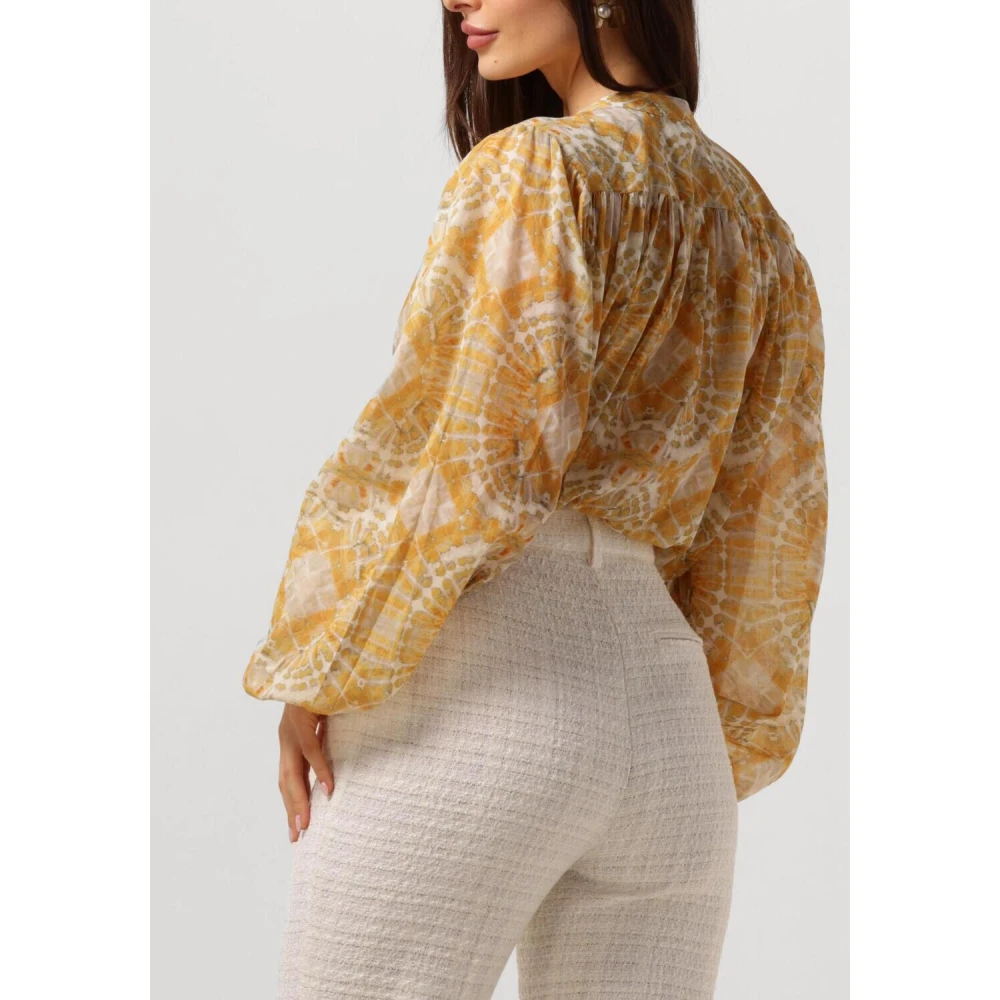 Aaiko Gele Tie Dye Blouse met Strikdetails Yellow Dames