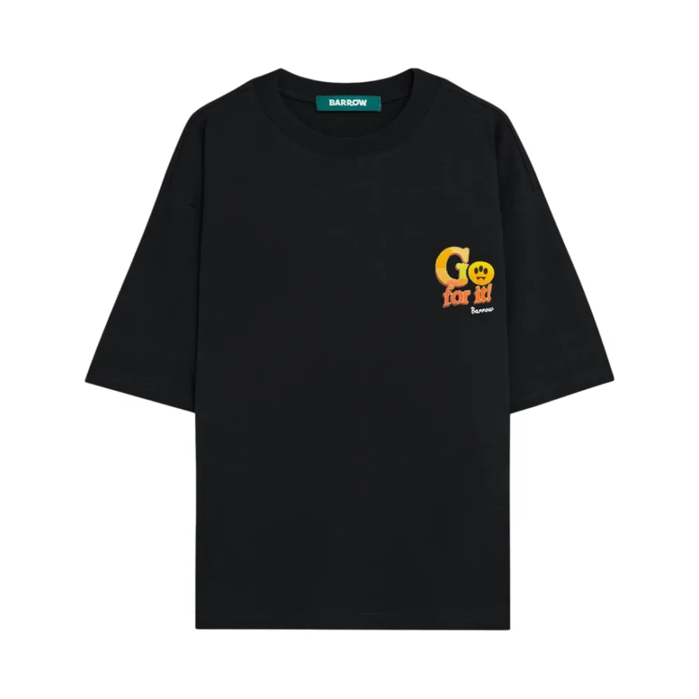Barrow Black T-Shirts, Male, M, Graphic Crew-Neck T-Shirt