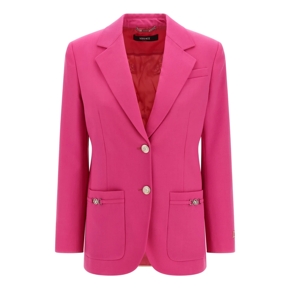 Versace Women's Pink Underwater Barocco Wool Boxy Blazer - Blazers - Xs - Jackets