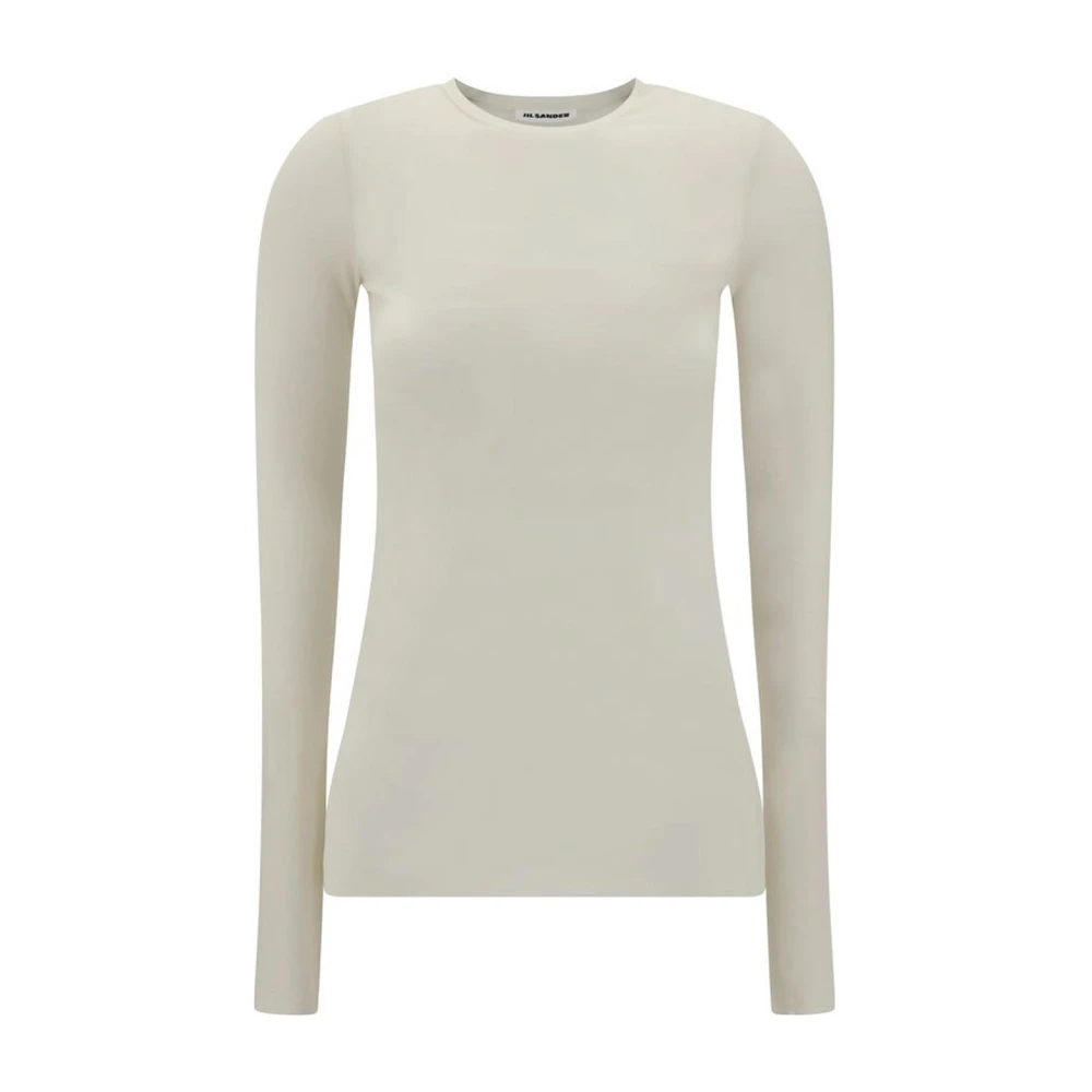 Jil Sander Zijden Doorschijnende Lange Mouw Top Beige Dames