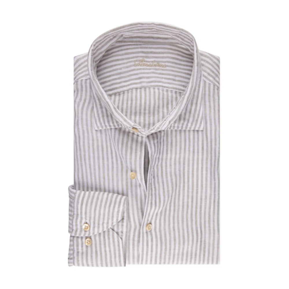 Stenströms Gestreept linnen overhemd met parelmoerknopen Multicolor Heren