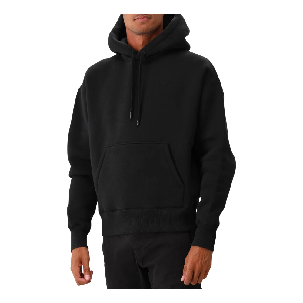 Ami Paris Svart Präglad Hoodie Vinter Must-Have Black, Herr