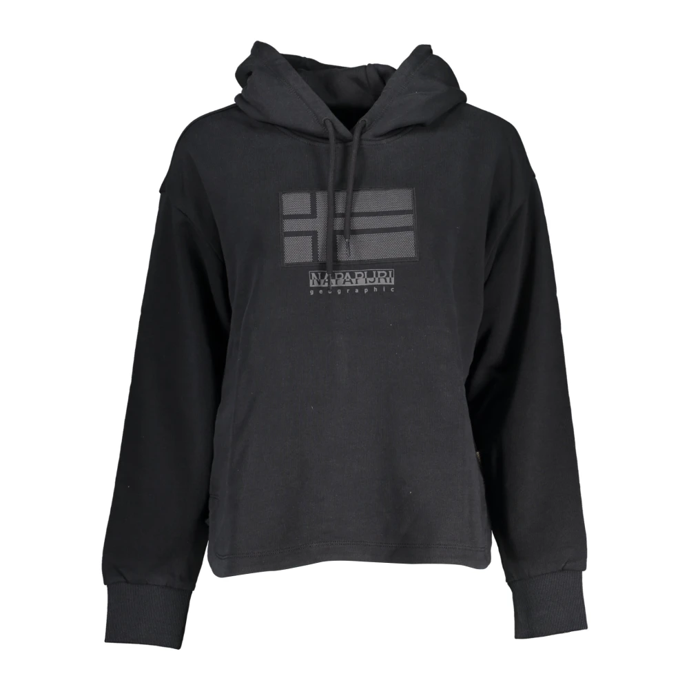 Napapijri Women's Black Hooded Sweatshirt With Embroidery