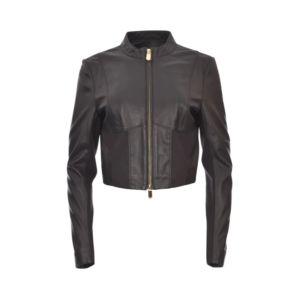 pinko Leather Jackets Black Dames