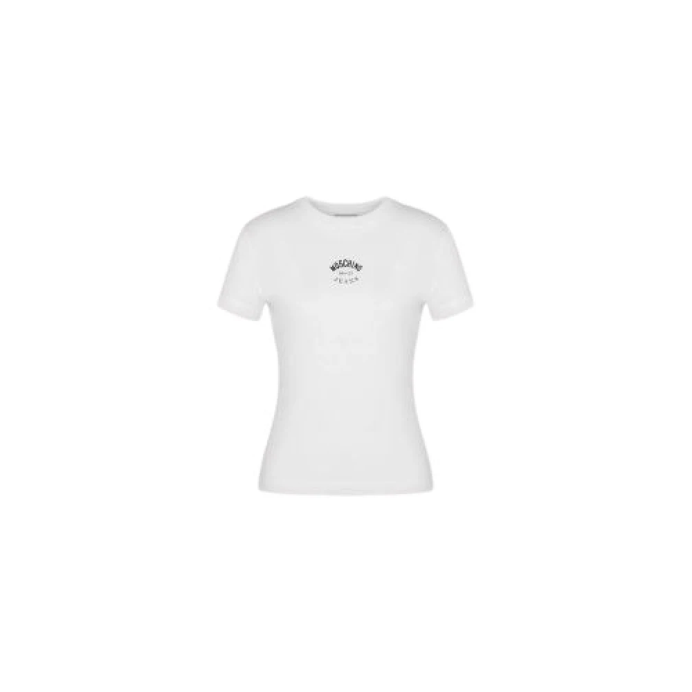 Moschino Wit Logo Voorkant T-Shirt White Dames