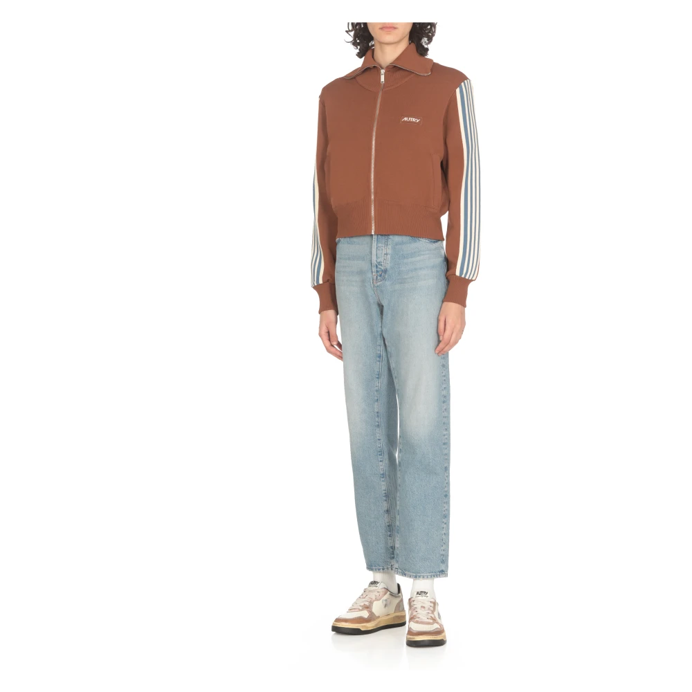 Autry Bruine Sweater met Kraag en Logo Brown Dames