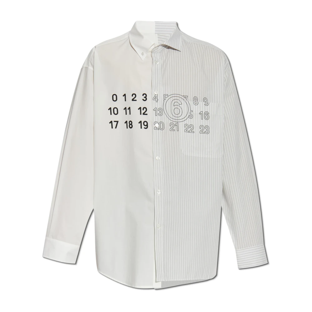 Mm6 Maison Margiela Men's Gray Casual Shirts,, Shirt Made Of Combined Materials Small
