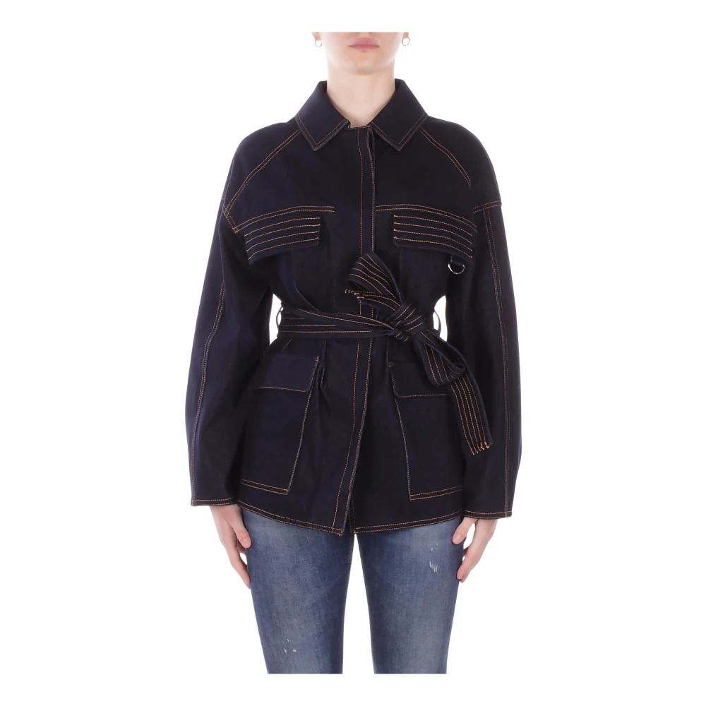 Max Mara Kvinno Blå Jackor Dam, Xs, Denim, Denimjacka Med Knappslå