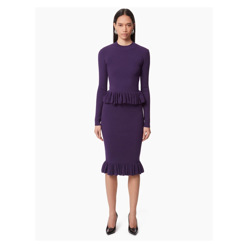Nina Ricci Ruffle Peplum Sweater in Paars Purple Dames