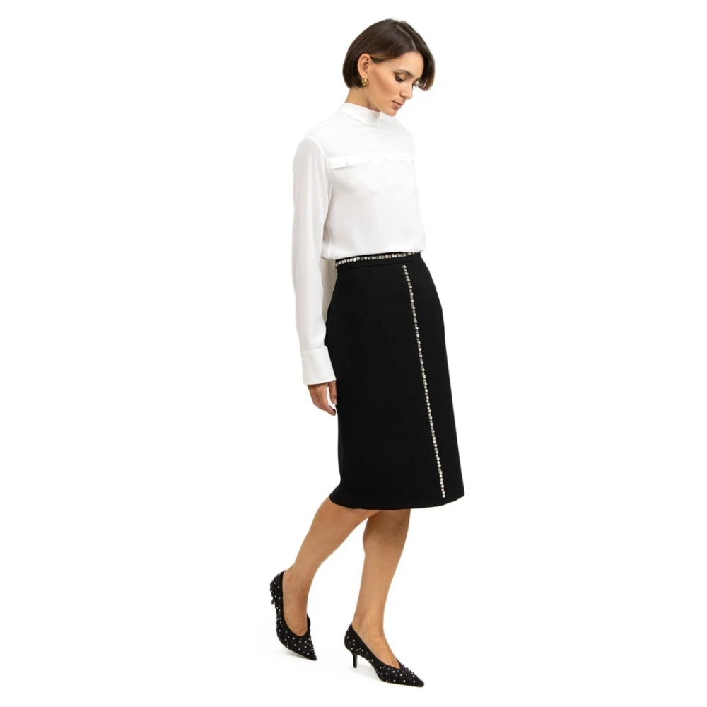 N21 Zwarte kokerrok met strass versieringen Black Dames