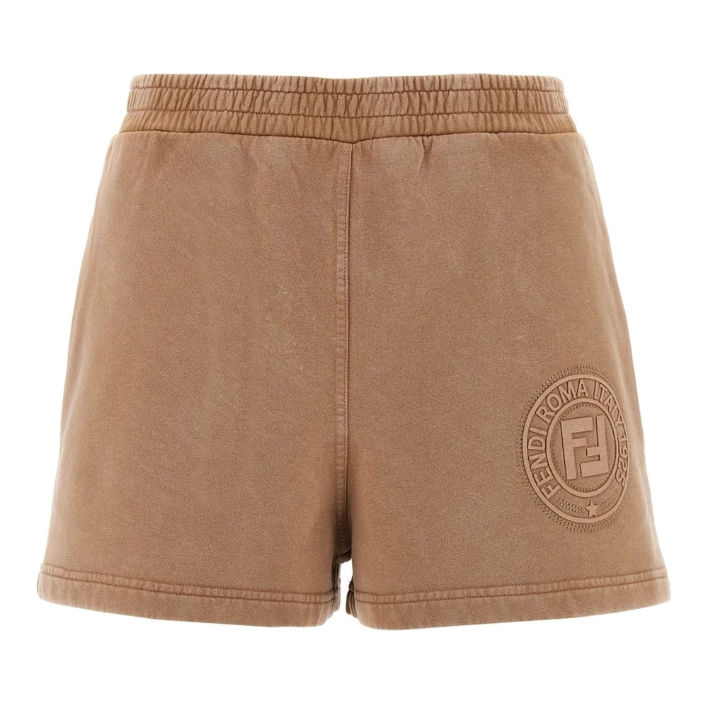 Fendi Women's Beige Short Shorts, S, Jersey Shorts With Logo