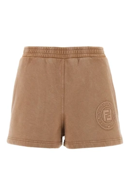Beige Jersey Shorts med Logo