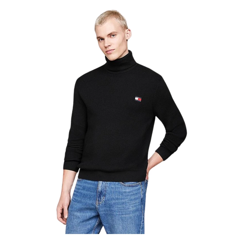 Tommy Hilfiger Zwarte Trui Slim Fit Wol Black Heren