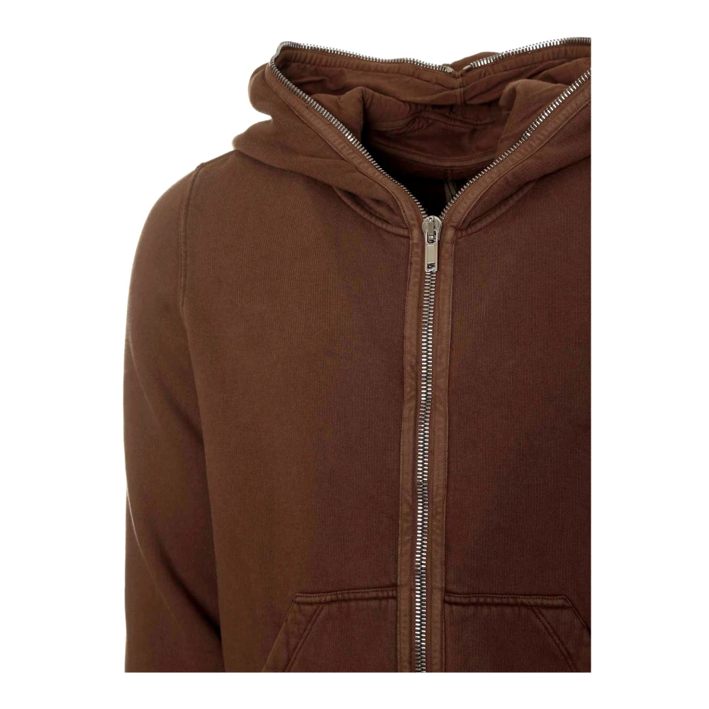 Rick Owens Hooded Zip-Up Sweat Jacket Brown Heren