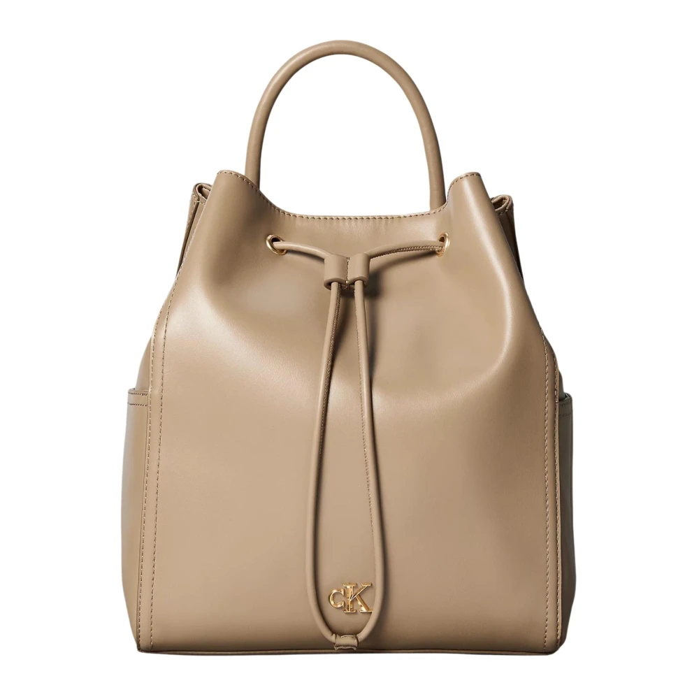 Calvin Klein Women's Beige Monogram Drawstring Backpack