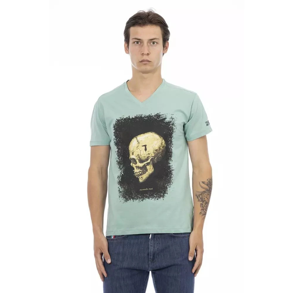 Trussardi Men's Green Elegant Short Sleeve V-Neck T-Shirt - T-Shirts - L- Tops