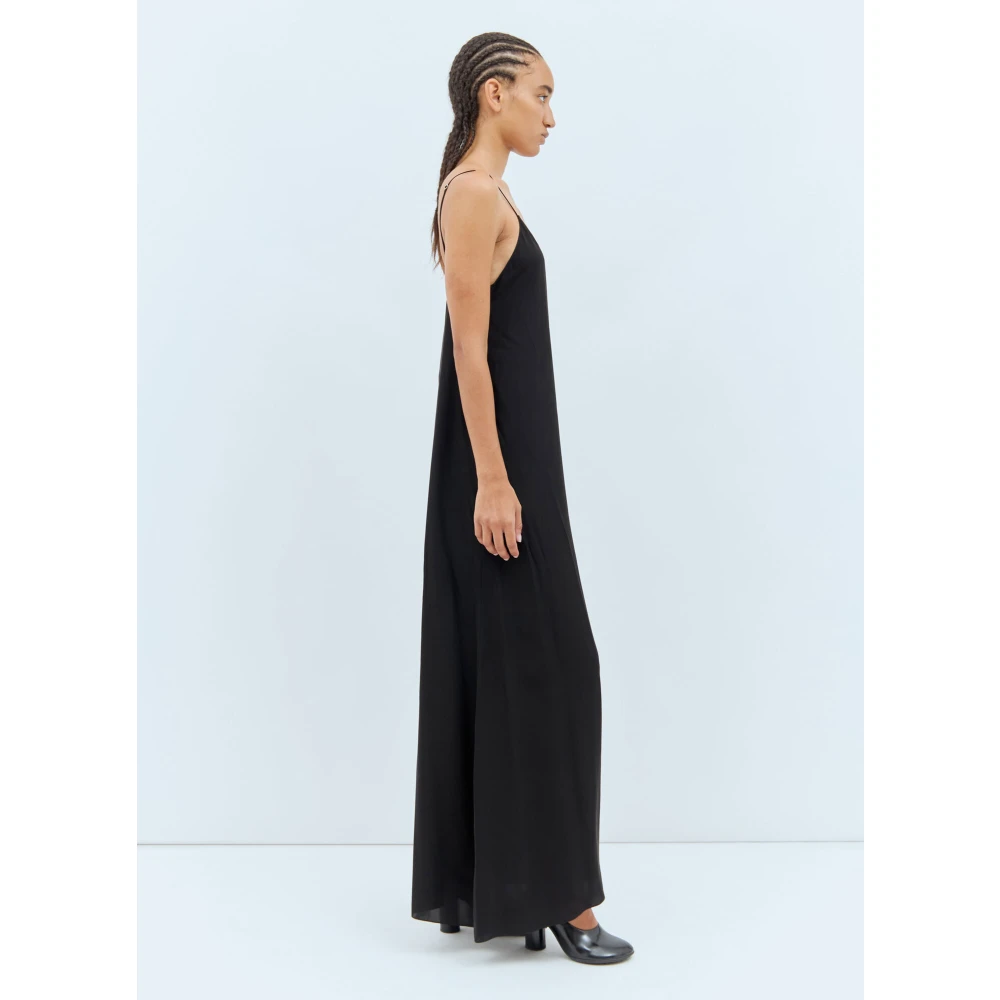 The Row Vloeibare Weefsel V-Hals Maxi Jurk Black Dames