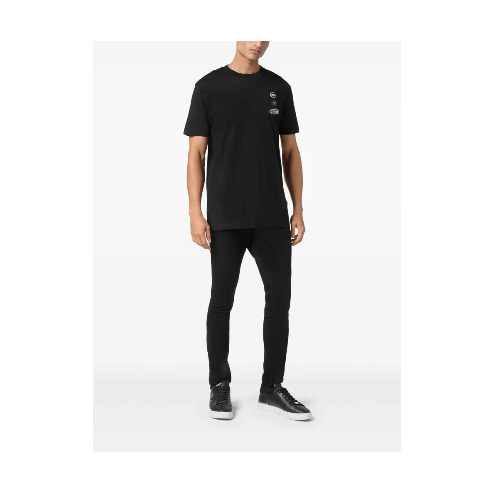 Philipp Plein Zwarte T-shirt met logo-patch Black Heren