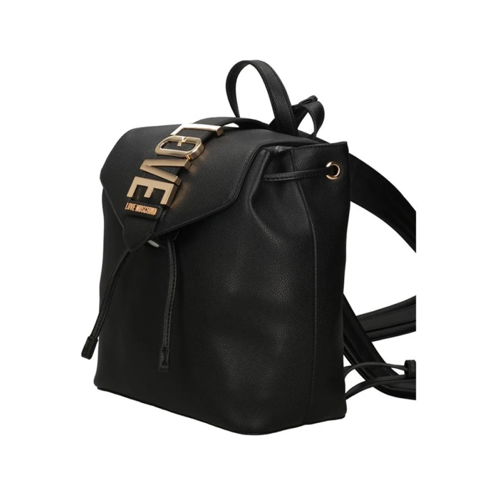 Moschino Zwarte Trendy Rugzak met Gouden Details Black Dames