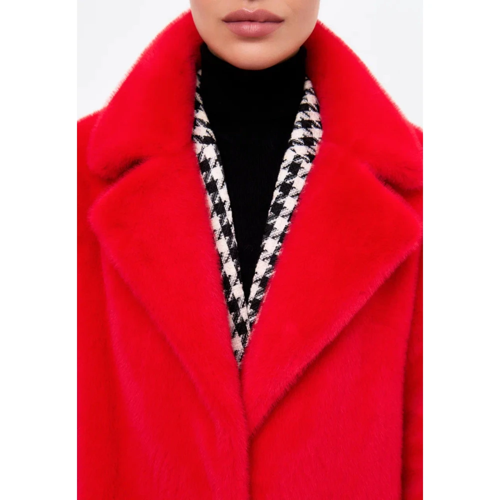 Cesare Gaspari Deluxe Lange Achterprint Jas Liefhebbers Rood Red Dames