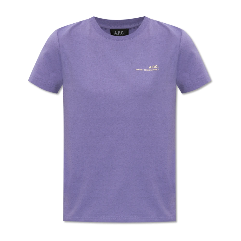 A.p.c. Overdye T-shirt met logo Purple Dames
